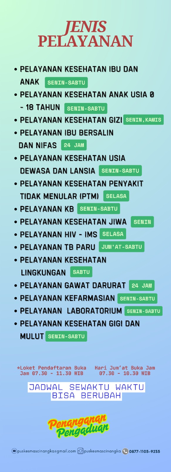 JENIS PELAYANAN PUSKESMAS CINANGKA
